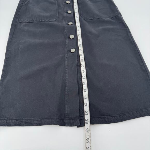 Treasure & Bond Womens Button Up Twill Midi Jean Skirt Dark Blue Wash Cotton 27 - Picture 9 of 10